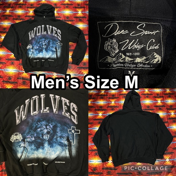 Darc Sport Wolves Club Black Black Pullover Hoodie Sweat Men’s Size Medium - Picture 1 of 9